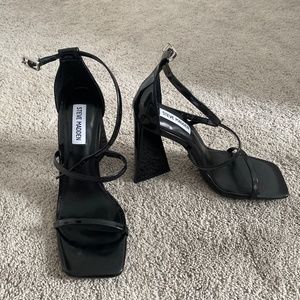 Black Patent Square toe Heels